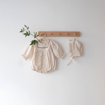 LEMONADE31｜(55cm-85cm) 2色碎花荷葉縮口袖包屁衣含帽子16