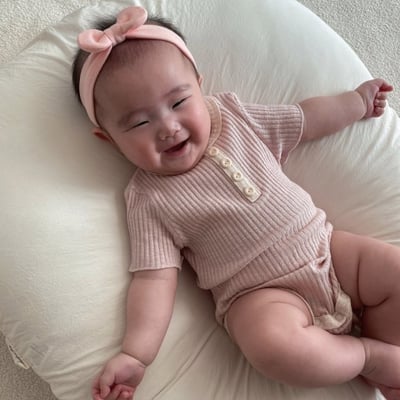 LIME&BLUE04｜(55-80cm)  素色鈕釦包屁衣9