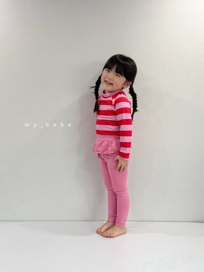 my_bebe06｜(75-105cm) 長袖防曬條紋泳衣3