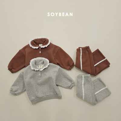 Soybean76｜(75cm-118cm) 蕾絲翻領邊套裝2