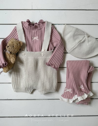 AOSTA08｜(6m-5y) 磨毛蝴蝶蕾絲緊身褲7