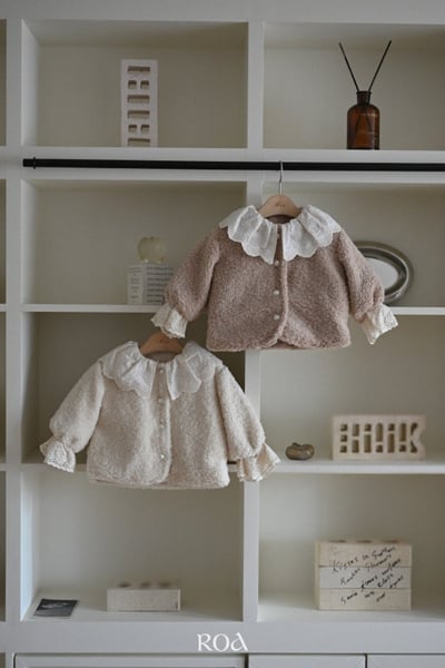 ROA04｜(80cm-120cm) 2色蕾絲領袖邊絨毛外套1