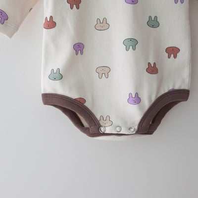 LEMONADE23｜(55cm-85cm) 2色彩繪小兔包屁衣含帽子11