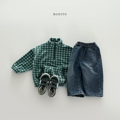 Bonito30｜(75cm-125cm) 格紋半開襟拉鍊口袋上衣7