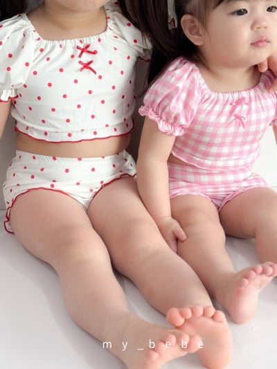 my_bebe04｜(75-105cm) 抓皺比基尼泳衣含泳帽2