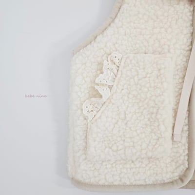 bebe nine37 (65cm-115cm) 2色蕾絲邊口袋刷毛背心15