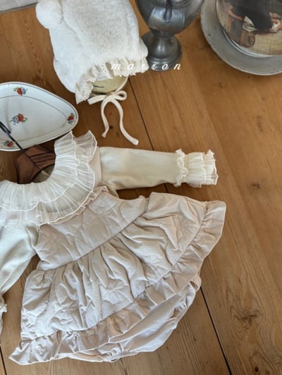 Marron 48｜(3m-18m) 絎縫荷葉肩帶包屁衣14