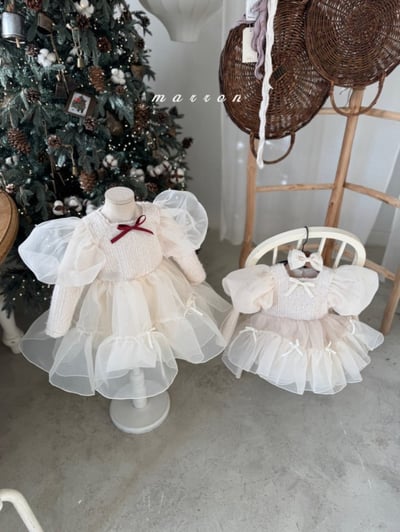 Marron 64｜(1y-6y) 公主蓬蓬袖袖薄紗洋裝13