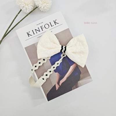 bebe nine23 (free) 2色黑白大蝴蝶結髮帶14