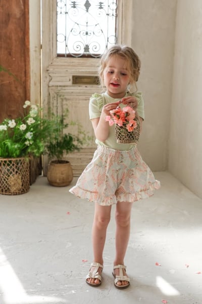 FLO23｜(75-140) 碎花荷葉邊短褲8