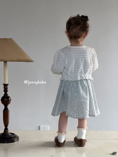 JE721｜(73-100cm) 天藍碎花細肩洋裝/壓紋開襟外套15