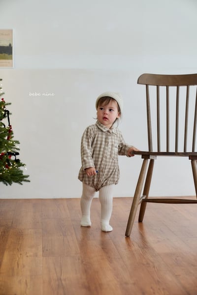 bebe nine14 (55cm-75cm) 2色紳士格紋包屁衣4