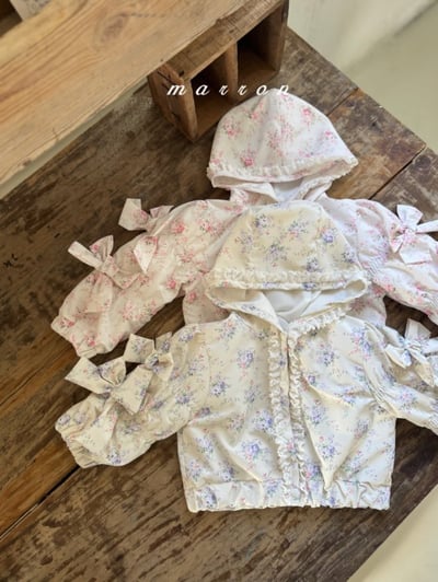 Marron03｜(1y-6y) 碎花蕾絲滾邊連帽外套8