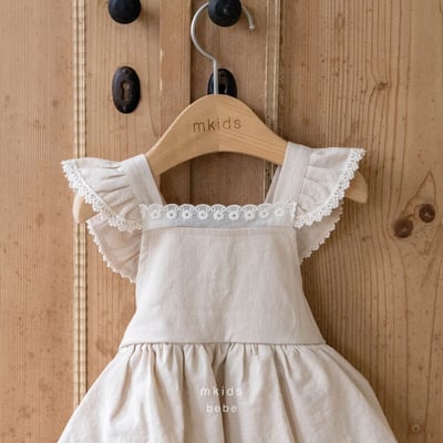 M-KIDS36｜(65-80cm) 綁帶摺邊包屁衣3