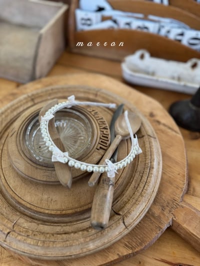 Marron 75｜(free) 珍珠緞帶髮箍4