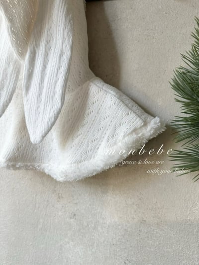 MONBEBE51｜(3m~36m) 刷毛小兔連帽斗篷8