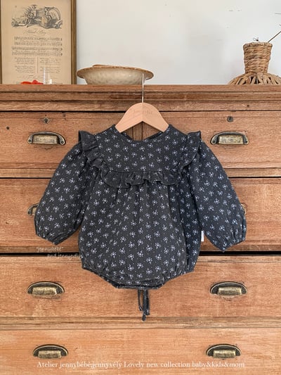 JE 631｜(66-90cm)  小碎花公主袖包屁衣1