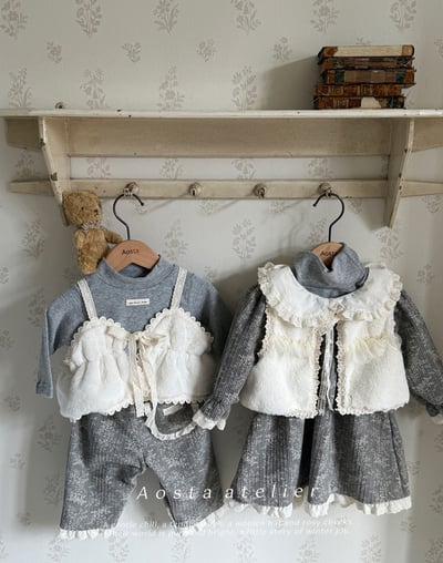 AOSTA49｜(6m-5y) 蕾絲花邊口袋碎花長褲6