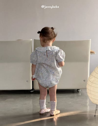 JE696｜(66-90cm) 藍色花卉包屁衣7