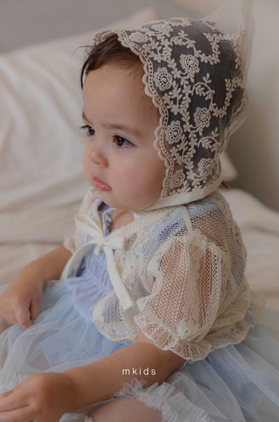 M-KIDS37｜(65-80cm) 蕾絲綁帶帽12