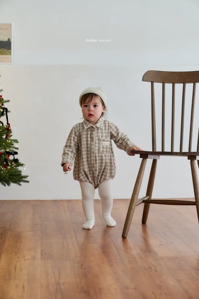 bebe nine14 (55cm-75cm) 2色紳士格紋包屁衣3