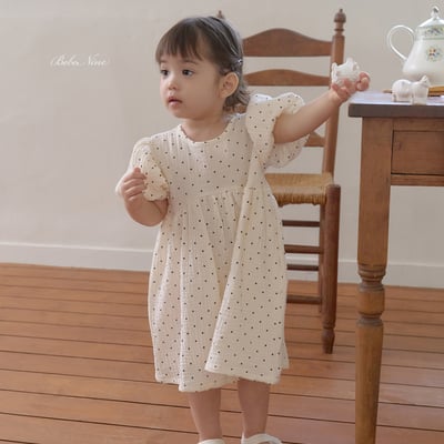 bebe nine34  (65cm-115cm) 2色點點公主袖連身裙11