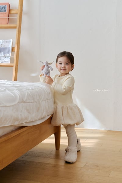 bebe nine35 (65cm-115cm) 2色磨毛連身氣球裙洋裝4