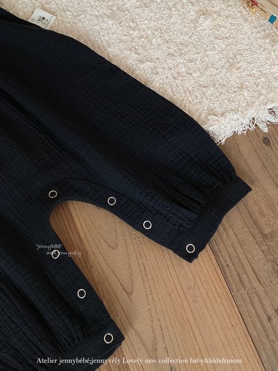 JE566｜(73-100cm) 百搭荷葉領上衣/棉紗吊帶褲7