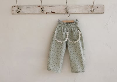 FLO52｜(75-140) 2色碎花蕾絲口袋直筒褲23