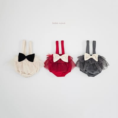 bebe nine53 (65cm-85cm) 3色蝴蝶結薄紗吊帶包屁裙7