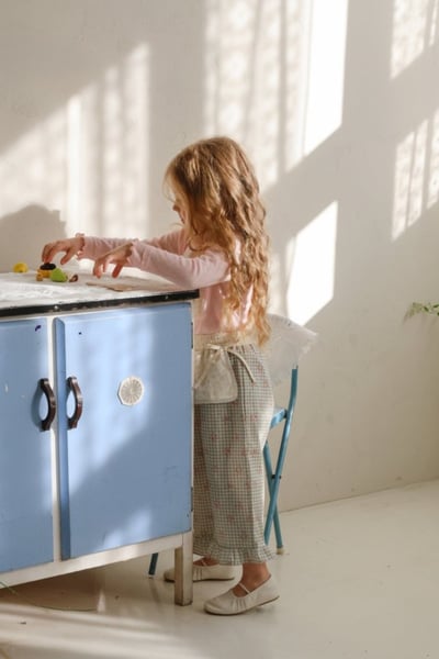 FLO36｜(75-140) 3色法式圍裙碎花荷葉長褲12