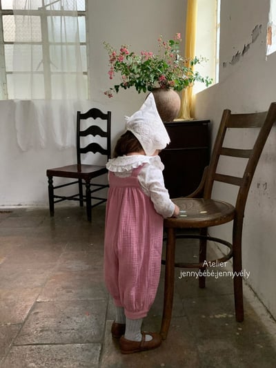 JE566｜(73-100cm) 百搭荷葉領上衣/棉紗吊帶褲24