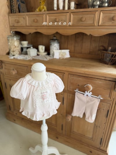 Marron45｜(1y-6y) 復古玫瑰公主袖上衣13