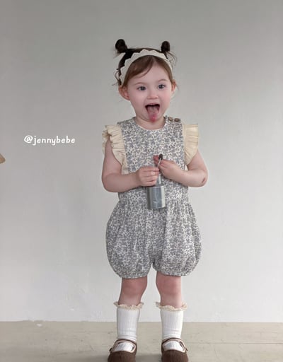 JE719｜(80-110cm) 小碎花連身短褲/荷葉背心5