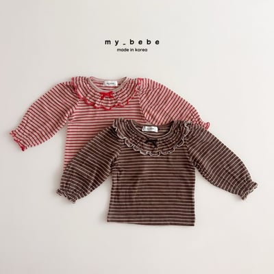 my_bebe11｜(-12m-7y) 荷葉領條紋上衣2