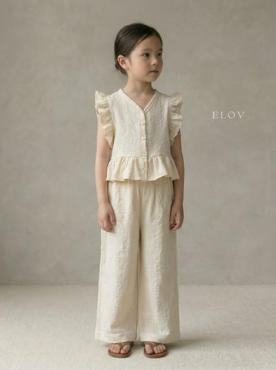 Mon petit11｜(73-118cm) 2色壓紋荷葉袖套裝2