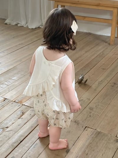 JE39｜(73-100cm) 花邊背心碎花短褲套裝2