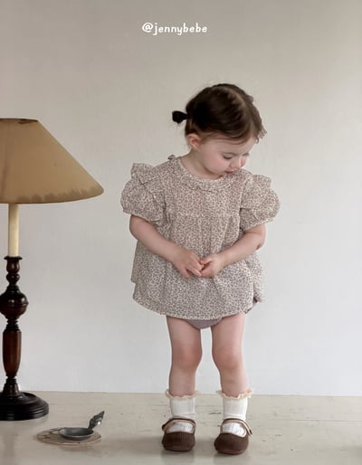 JE695｜(73-100cm)  花領碎花套裝10