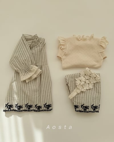 AOSTA31｜(6m-5y) 花卉壓紋/條紋直筒長褲7