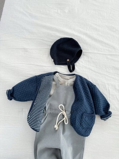 MiniRobe50｜(70-110) 菱格紋雙口袋開襟外套11