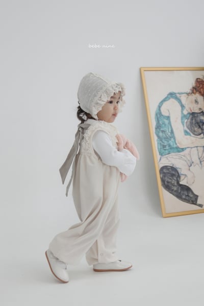 bebe nine26 (65-90) 2色蕾絲滾邊綁帶連身衣1