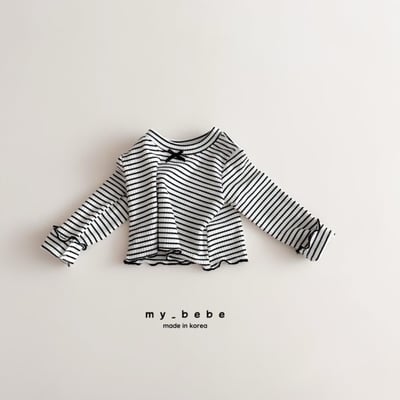 my_bebe02｜(-12m-7y) 條紋蝴蝶結捲邊上衣7