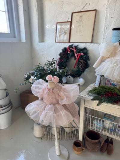 Marron 63｜(3m-18m) 公主蓬蓬袖袖洋裝包屁衣12