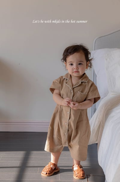 M-KIDS35｜(65-80cm) 棉麻滾線連身衣8