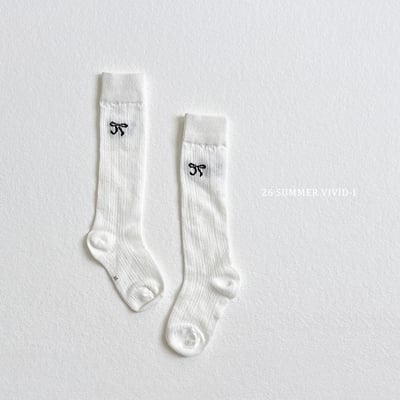 vivid03｜(3~6y) 緞帶刺繡過膝襪(1組2雙）2