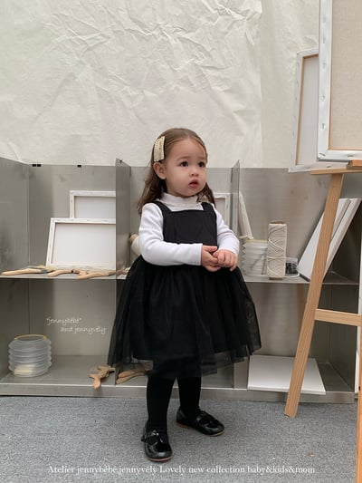 JE 418｜(80-110cm)  絎縫線蕾絲洋裝9