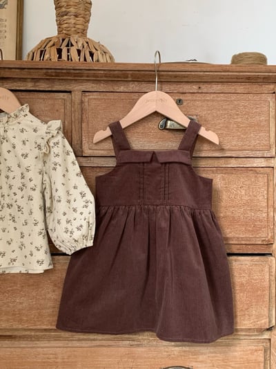 JE589｜(73cm-120cm) 燈芯絨背心洋裝/碎花荷葉上衣12