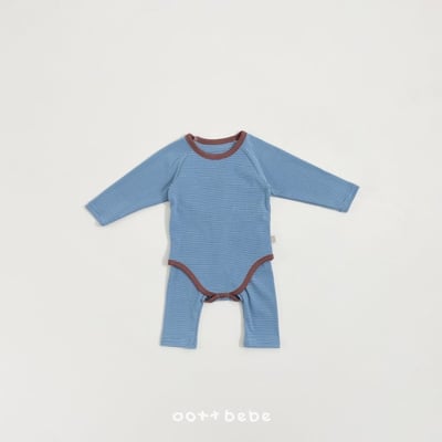 Oottbebe11｜(0m-12m) 條紋撞色家居包屁衣褲子套裝5