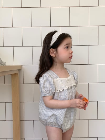 JE45｜(66-120cm) 水藍格紋包屁衣/洋裝6