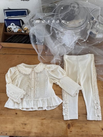 Marron52｜(1y-6y) 刺繡滾邊緊身褲7